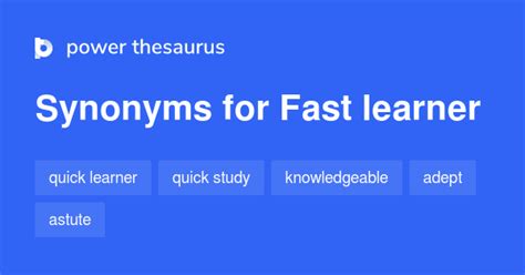 fast learner synonym|FAST LEARNER in Thesaurus: 100+ Synonyms & Antonyms for .